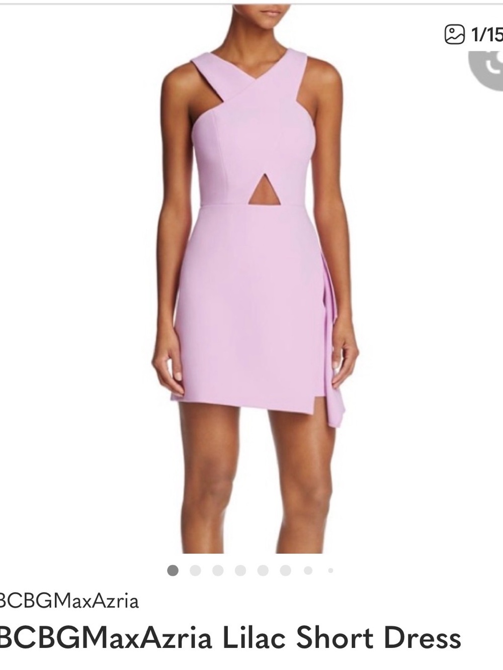 BCBGMaxAzria Lilac Asymmetric Cross-Strap Mini Dress